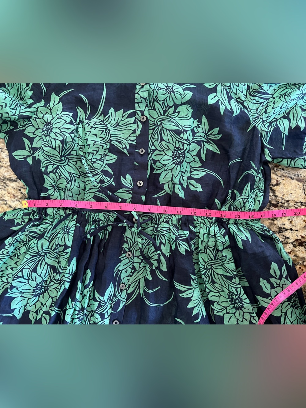 NWT Tall Cerise Shirt-Dress in Pineapple-Print Ramie 14 - Picture 8 of 12
